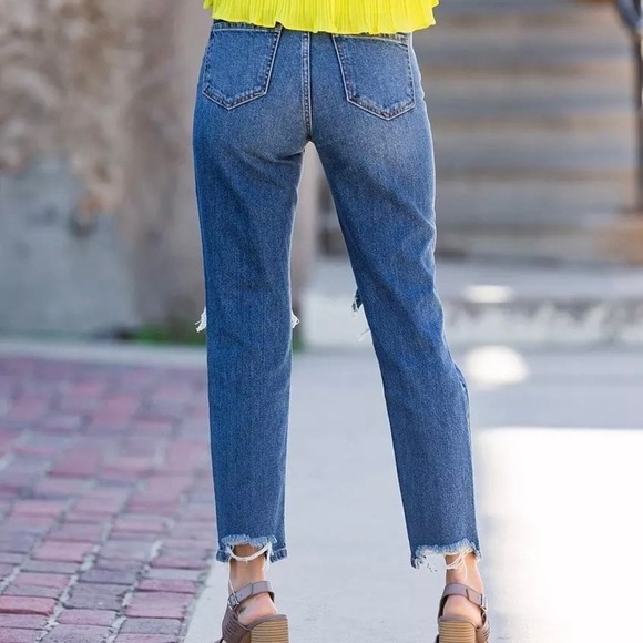 Bridge By Gly 28 (7) Mom Jeans High Rise Womens Distressed 100% Cotton Frayed - Picture 2 of 15